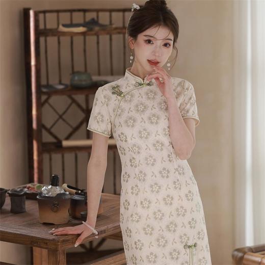 2023夏季新款复合蕾丝短款旗袍连衣裙印花文艺年轻款少女改良旗袍 商品图3