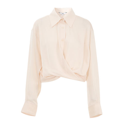 VIMAGE纬漫纪扭结设计短款直筒显瘦纯色设计感雪纺衬衫秋新款V2013603 商品图5