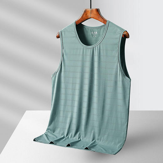 福利款~雀说冰丝男士无痕背心夏季潮流大码宽松网眼坎肩外穿运动透气T恤AL8066 商品图3