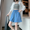 【2023夏季上新】高腰天丝牛仔短裤女 时尚百搭显瘦遮肉短裤 小个子阔腿直筒热裤 商品缩略图0