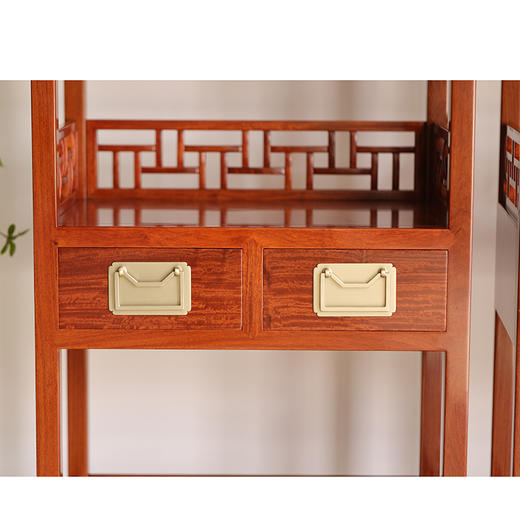 缅甸花梨品字栏杆架格成对红木家具书架（运费到付） 商品图1