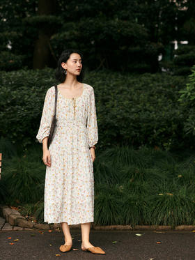 【周四精选福利】HeyDress法式碎花连衣裙U领收腰设计感长袖温柔A字裙子