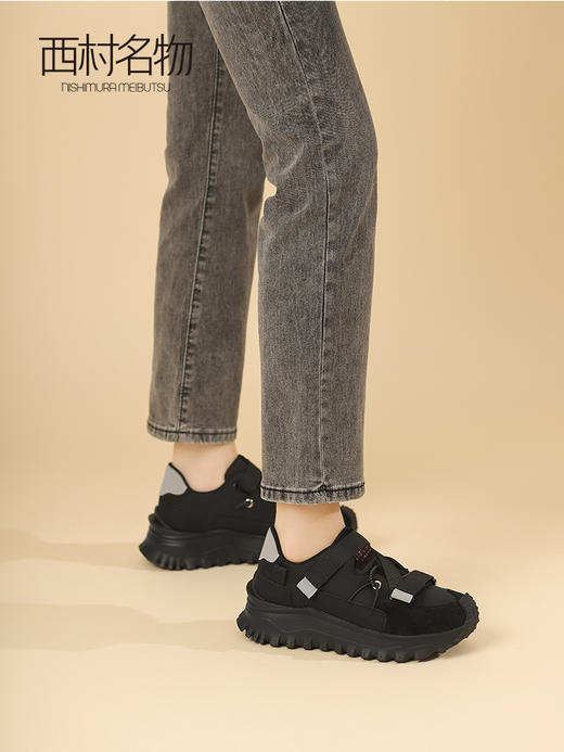 西村名物2023秋季新款厚底圆头增高百搭时尚舒适透气老爹鞋T23CM34341 商品图2