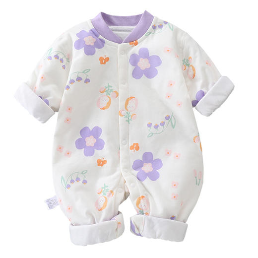 【宝宝夹棉连体衣】婴儿连体衣秋冬季夹棉薄棉男女宝宝保暖哈衣爬爬服新生婴幼儿衣服 商品图4