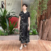 圣三利女装 新品中长款A型宽松黑白印花连衣裙SL2027111 商品缩略图0