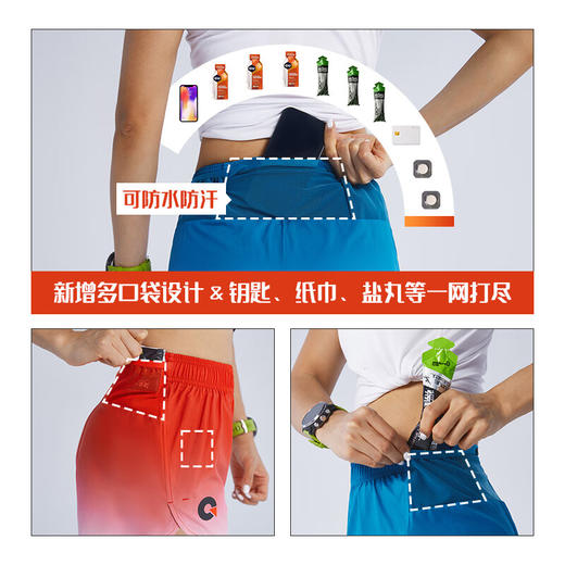 果凡女款竞速短裤带内衬手机袋速干轻薄 商品图2