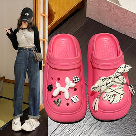 厚底洞洞鞋女外穿，夏季新款可爱卡通小个子绑带包头凉拖CH-S-2057