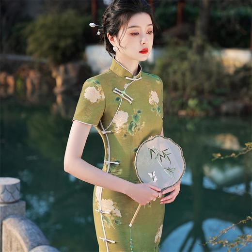 2023春夏款天丝棉中长款侧八扣旗袍连衣裙 复古改良年轻款仙女裙 商品图2