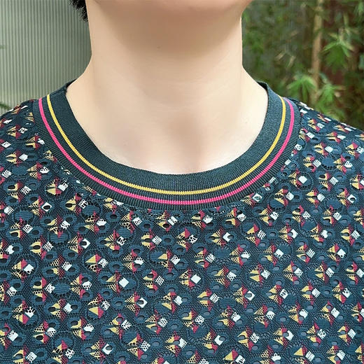 圣三利女装中长款圆领印花镂连衣裙SL1937105 商品图3