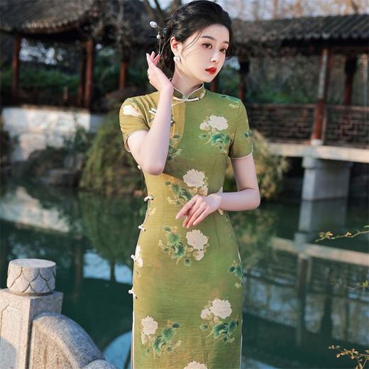 2023春夏款天丝棉中长款侧八扣旗袍连衣裙 复古改良年轻款仙女裙 商品图1