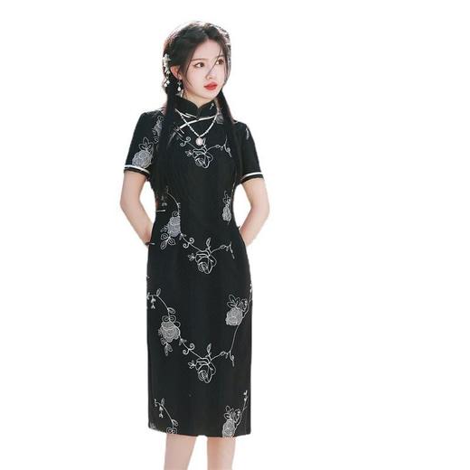 2023夏季新款复合蕾丝绣花旗袍连衣裙 复古改良日常古典古风旗袍 商品图4