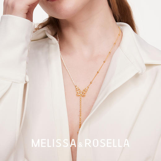 MELISSA&ROSELLA 花园系列天然珍珠错石蝴蝶Y型项链 商品图0