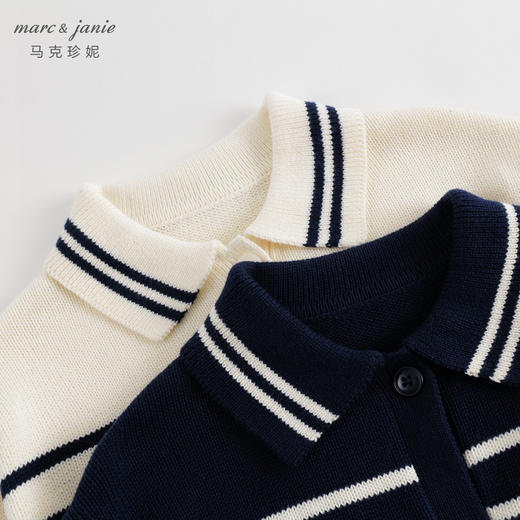 【学院风】马克珍妮秋装新款 男女童大翻领条纹针织衫毛衣231938 商品图4
