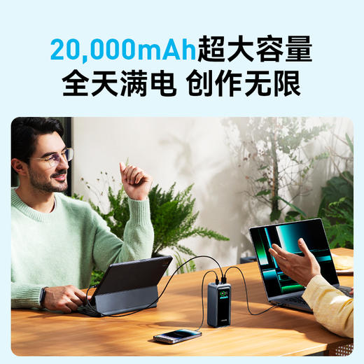 【热销】AnkerPrime安克200W充电宝20000mAh毫安超级快充大容量充电宝户外便携适用于macbook苹果手机带屏显 A1336 商品图2