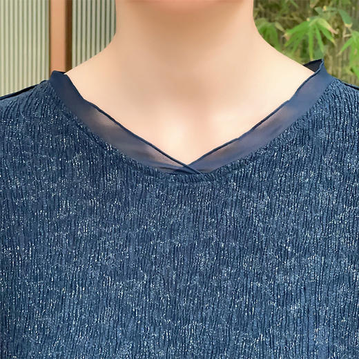 圣三利女装 茧型褶皱微弹金丝中长款连衣裙SL1927226 商品图3