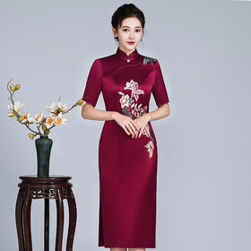 喜婆婆装旗袍高贵婚宴礼服修身连衣裙LHS-20262