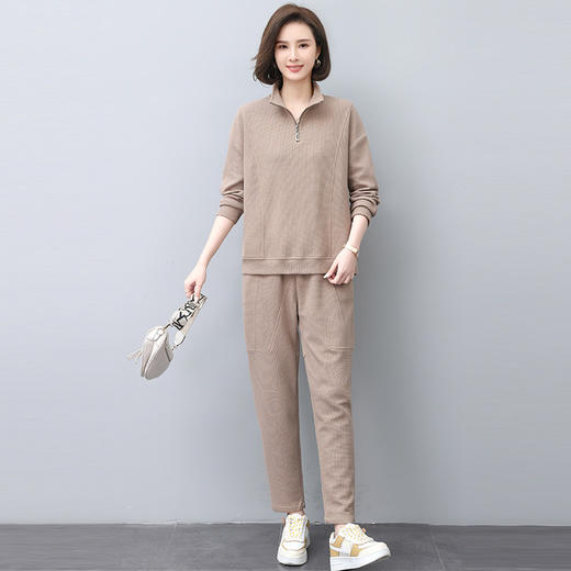 HR WY910719纯色套装拉链立领修身显瘦卫衣两件套 商品图1