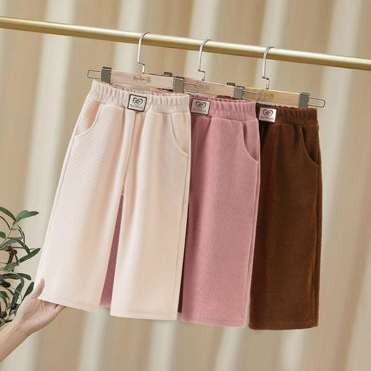 【女童雪尼尔长裤】女童裤子春秋季新款阔腿裤儿童洋气外穿弹力直筒裤秋冬休闲裤 商品图0