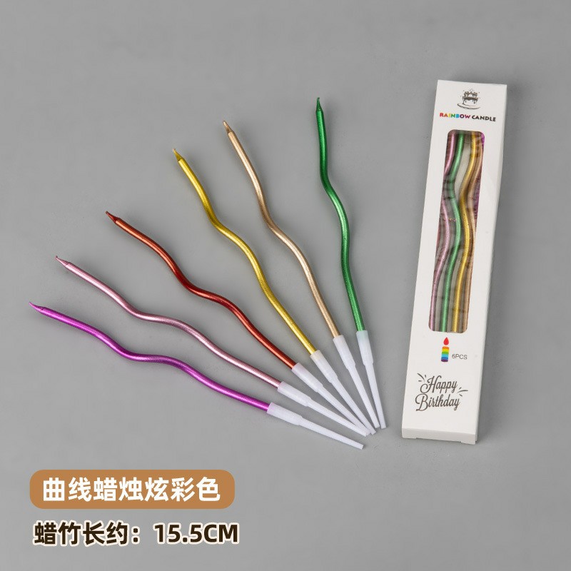ins风马卡龙粉色系扭扭生日蜡烛(6支装/盒)（仅随蛋糕一起配送）