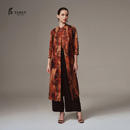 TANGY Collection天意高端2023秋季新品商场同款染秋系列女士桑蚕丝连衣裙 商品图0