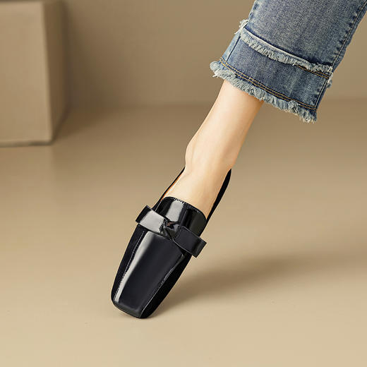 法式简约，平头拼色蝴蝶结低跟单鞋XY6778 商品图9