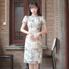 夏季新款雪纺旗袍少女款显瘦旗袍连衣裙改良立领修身旗袍裙 商品缩略图1