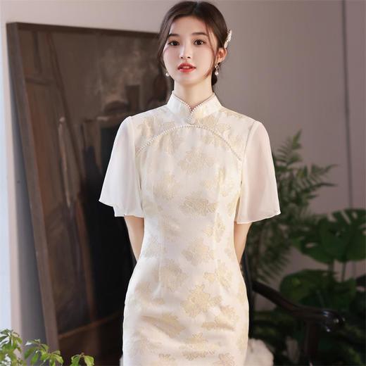 2023春夏款飞飞袖复合蕾丝中长款旗袍仙女裙清新文艺民国风连衣裙 商品图2