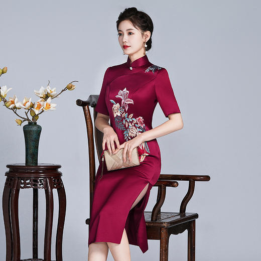 喜婆婆装旗袍高贵婚宴礼服修身连衣裙LHS-20262 商品图2