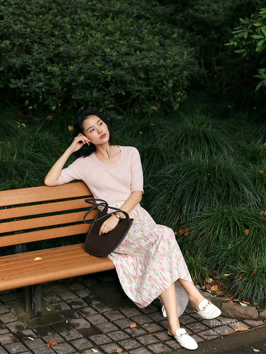 HeyDress法式羊毛针织衫女秋季U领修身打底衫感百搭中袖上衣 商品图1