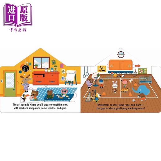 【中商原版】异形书 新生入学 Meet Your School 英文原版 亲子纸板书 早教认知识物 儿童绘本图画书 精品童书 带抬起襟翼 商品图2