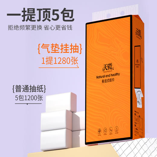 【自然与艺术的融合！悬挂式抽纸大包1280张】亲肤柔软，触感宛如肌肤，湿水不易破，让你尽享舒适，家用厨房纸巾擦手面巾纸纸抽 商品图3