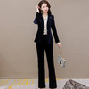 QYM 2151-L印花修身时尚小衫气质小西装休闲直筒裤三件套 商品缩略图0