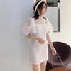 【亏本清仓】rumia 白色泡泡袖修身连衣裙（不支持退换）[福利品] 商品缩略图1