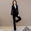 QYM 2151-L印花修身时尚小衫气质小西装休闲直筒裤三件套 商品缩略图1