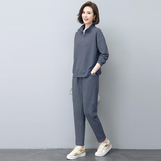 HR WY910719纯色套装拉链立领修身显瘦卫衣两件套 商品图0