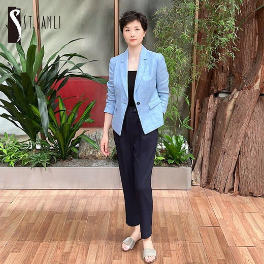 圣三利女装 新款简约时尚锥形纯色肌理九分烟管女裤SL2016120 商品图0