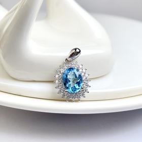 16751-S925蓝托帕石吊坠无链