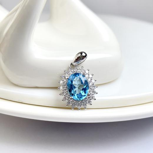 16751-S925蓝托帕石吊坠无链 商品图0