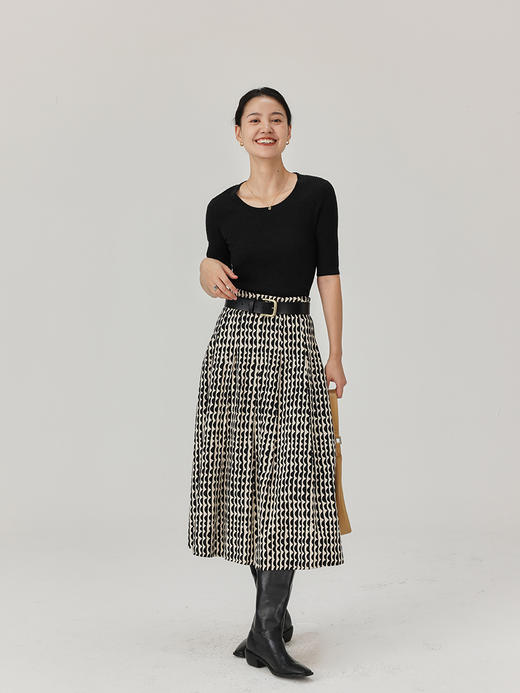 HeyDress法式羊毛针织衫女秋季U领修身打底衫感百搭中袖上衣 商品图3