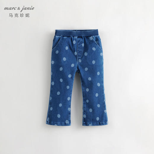 马克珍妮秋装新款 女童趣味波点弹力微喇牛仔裤 儿童裤子231720 商品图0