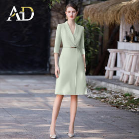 AD浅绿色正式场合洋装女气质时尚西服裙子主持人上镜职业正装裙
