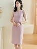 剩L/XL/XXL/S/M 米思阳2026春季新款优雅简约纯色连衣裙圆领无袖系带一步裙女2494 商品缩略图2
