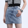仓发13MZ不规则车标开叉牛仔半裙30301（蓝A）DT79 夏季 390062000028 商品缩略图0