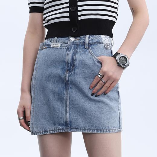 仓发13MZ不规则车标开叉牛仔半裙30301（蓝A）DT79 夏季 390062000028 商品图0