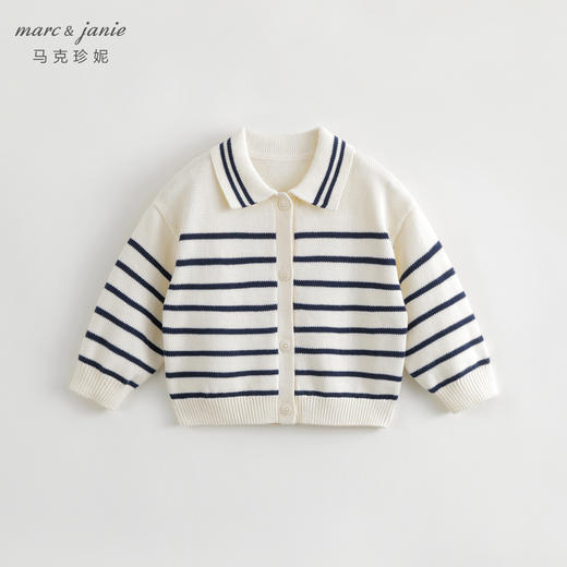 【学院风】马克珍妮秋装新款 男女童大翻领条纹针织衫毛衣231938 商品图3