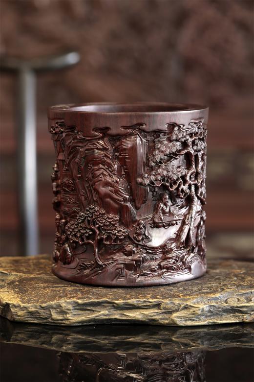 琴棋书画1°黑檀笔筒 商品图3