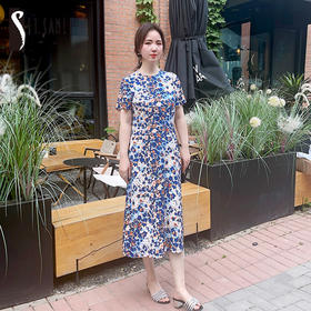 圣三利女装新春夏季中长款花色连衣裙SL2017115