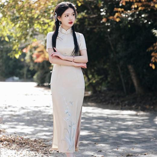 2023春夏新款短袖长款旗袍连衣裙 复古改良少女年轻款旗袍民国风 商品图1