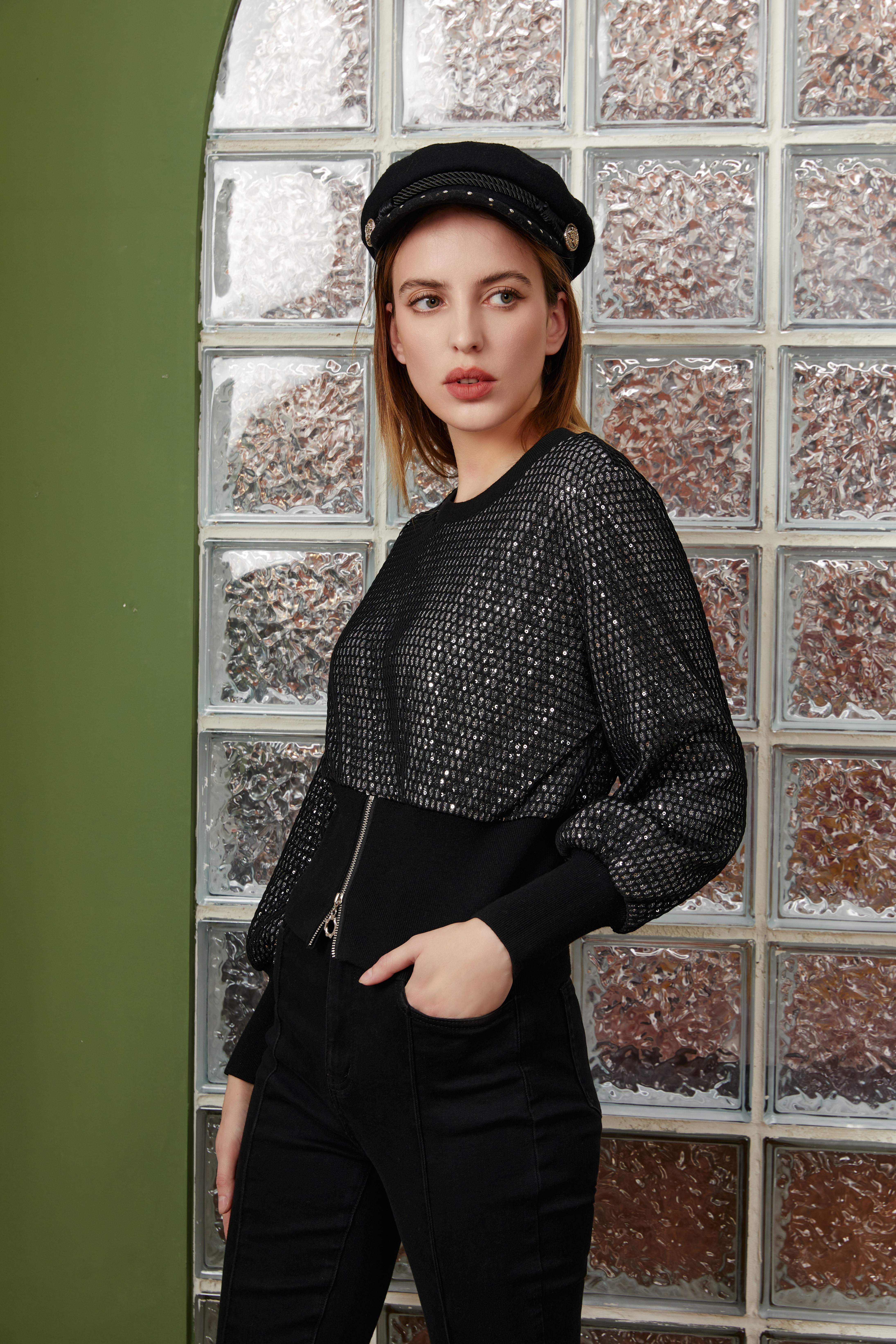 SAFICOO【向阳而生】系列 时尚休闲 腰部螺纹拼接 营造高腰视觉针织衫