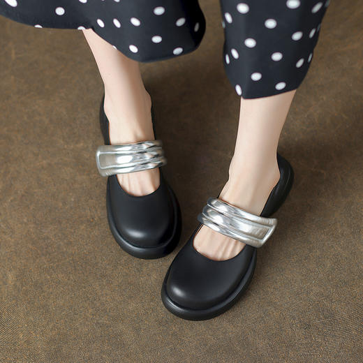 时尚复古，拼色厚底百搭玛丽珍单鞋WXJ-X333-2 商品图4